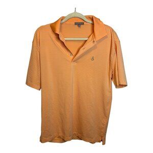 Peter Millar Shirt Men's‎ Size Medium Polo Summer Comfort Orange White Stripes